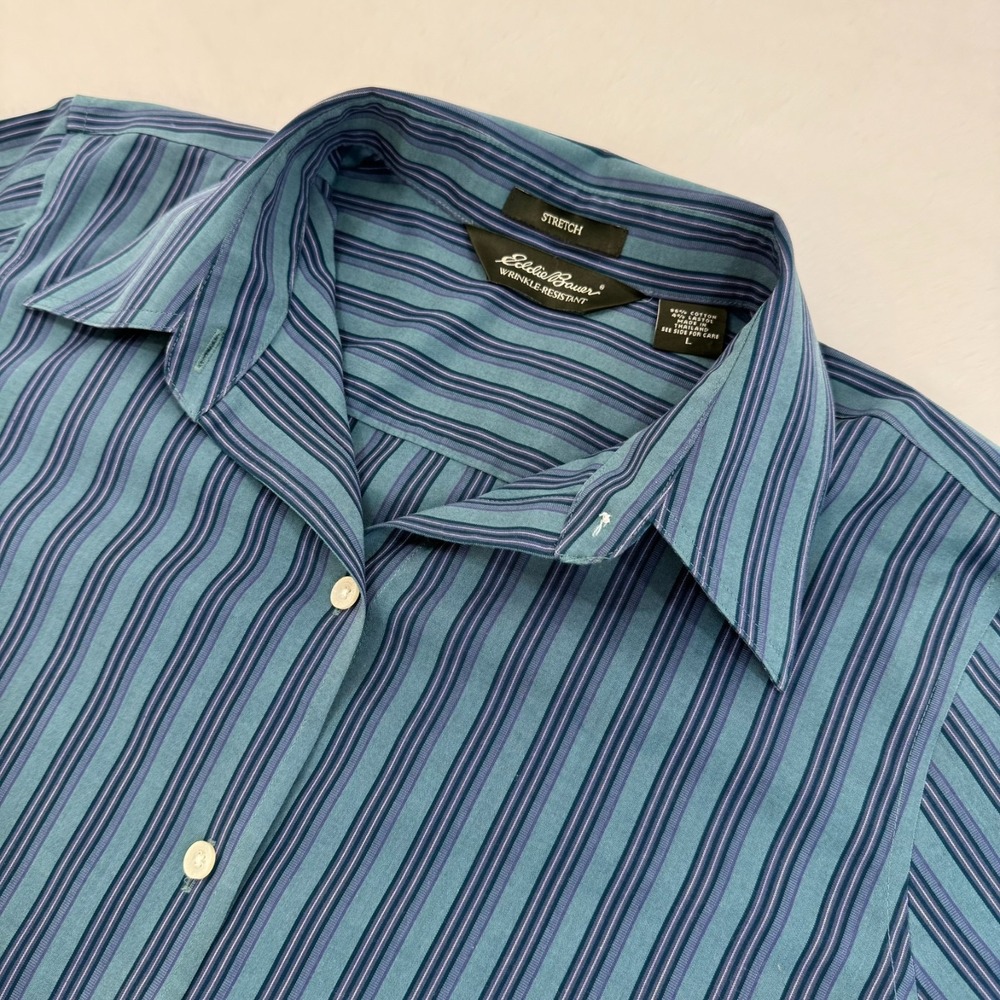 Eddie Bauer button down mens shirt Size L classy blue
